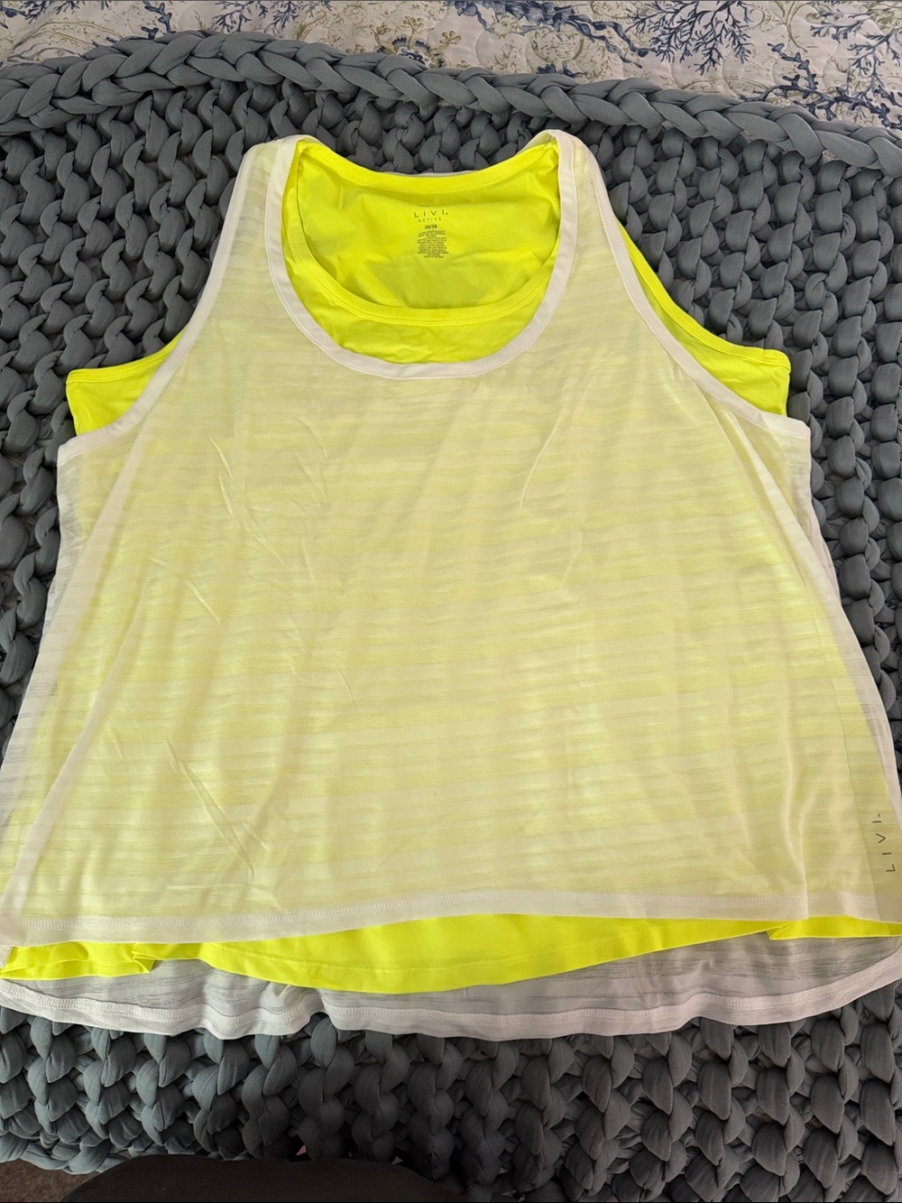 Livi Active Neon Yellow Layered Tank Top